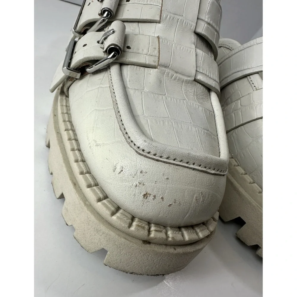 Free People Buckle Lyra Lug Loafers Slip On Beige Chunky Shoe Womens 37 US 6 - 7 - Picture 9 of 16